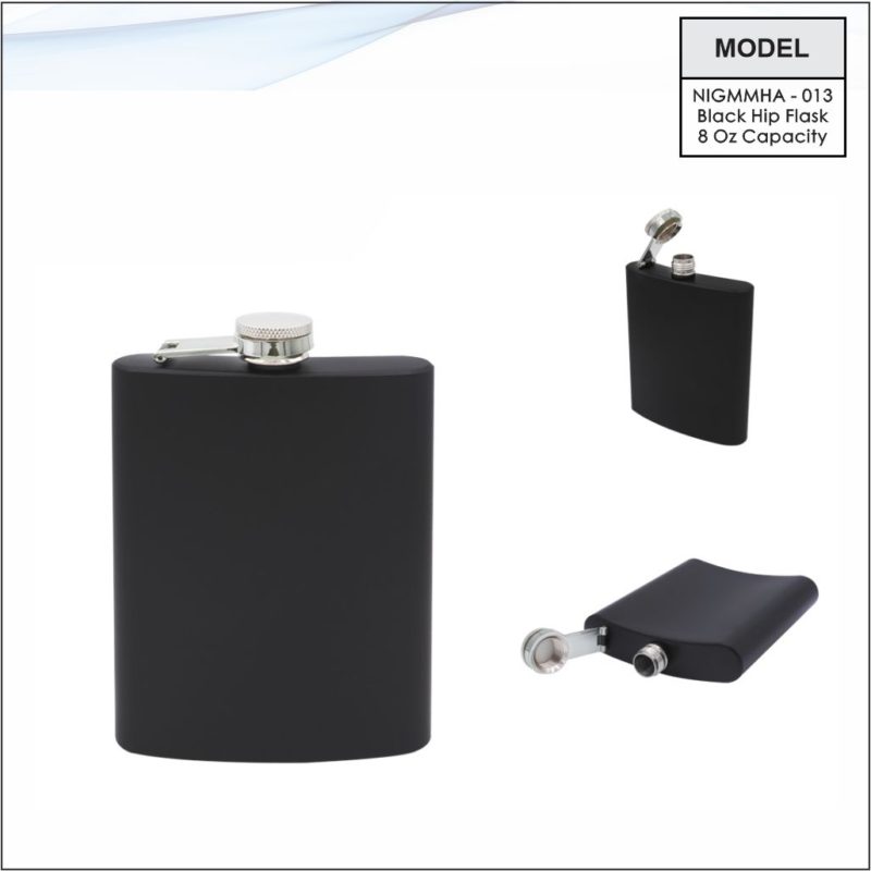 Hip Flask Noir 8oz – Gourde Plate En Inox (HipFlaskPlus)