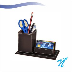 Pure Leather Pen Stand& Visiting Card Holder