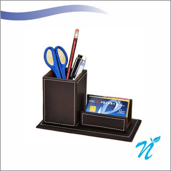 Pure Leather Pen Stand& Visiting Card Holder