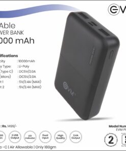 EVM Enable Powerbank - 10000 MAH - Black