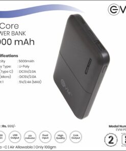 EVM Encore Powerbank - 5000 MAH - Black