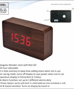 Wooden Red LED Clock