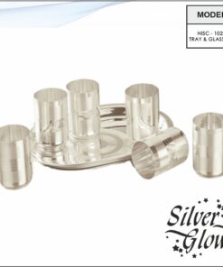 Tray And Glass Set ( Silver Coated )