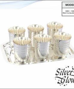 Tray And Glass Set ( Silver Coated )