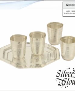 Tray And Glass Set ( Silver Coated )