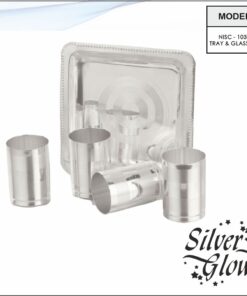Tray And Glass Set ( Silver Coated )