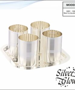 Tray And Glass Set ( Silver Coated )