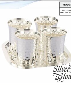 Tray And Glass Set ( Silver Coated )