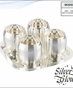 Tray And Glass Set ( Silver Coated )