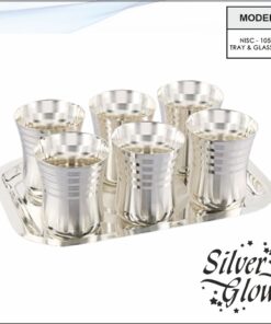 Tray And Glass Set ( Silver Coated )