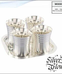 Tray And Glass Set ( Silver Coated )