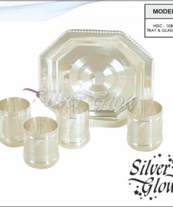 Tray And Glass Set ( Silver Coated )