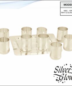Tray And Glass Set ( Silver Coated )