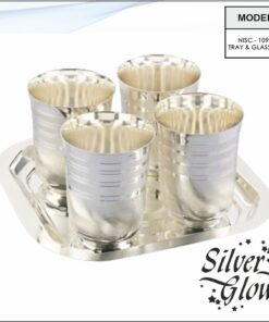 Tray And Glass Set ( Silver Coated )