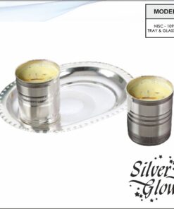 Tray And Glass Set ( Silver Coated )