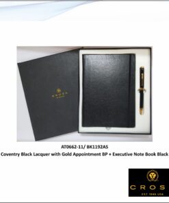 Cross Coventry Black Lacquer with Gold Appointment BP + Executive Note Book Black