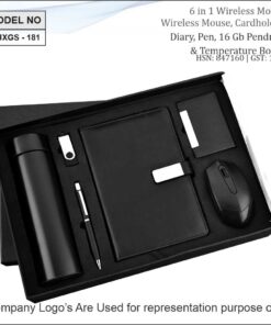 Gift Set - Wireless Mouse, card Holder, Diary, Pen And Pendrive