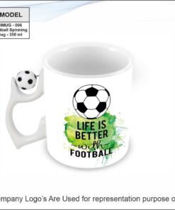 Football Spinning Ceramic Mug - White - 350 ml
