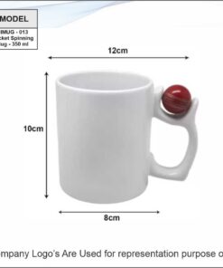 Cricket Spinning Ceramic Mug - White - 350 ml