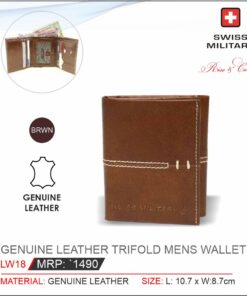 Swiss Military Genuine Leather Trifold Mens Wallet