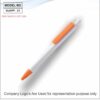 Plastic Pen White And Orange