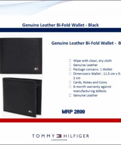 Tommy Hilfiger Genuine Leather Bi-Fold Wallet - Black