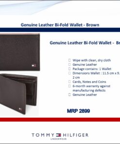 Tommy Hilfiger Genuine Leather Bi-Fold Wallet - Brown