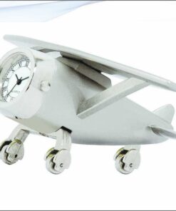 Table Top Silver Jet Air Craft With Watch