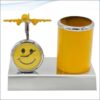 Pen Stand With Watch With Air Craft Smiley