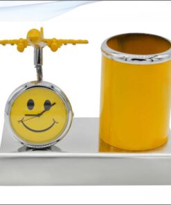 Pen Stand With Watch With Air Craft Smiley