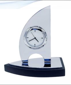 Table Top Ship With Clock Silver