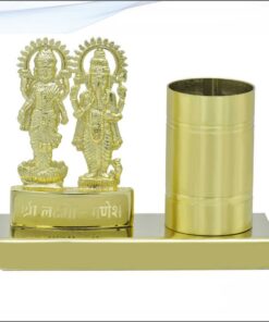 Destop Top Gold Shri Laxmi Ganesh With Pen Stand
