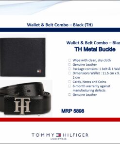 Tommy Hilfiger Leather Belt with Metal TH Buckle