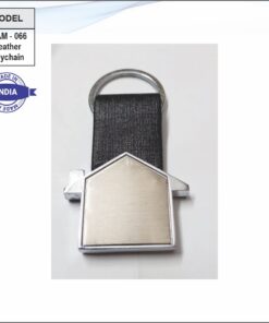Leatherette Combined House Shape Metal Keychain