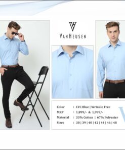 Van Huesen Mens Shirt - CVC Blue (Size XL To Size 3XL)