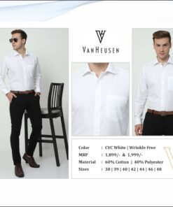 Van Huesen Mens Shirt - CVC White (Size XL To Size 3XL)