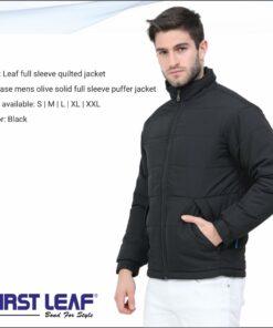 Full Sleeve Quilted Jacket Men Black