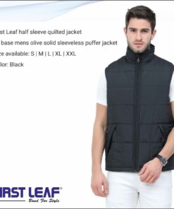 Half Sleeve Quilted Jacket Men Black