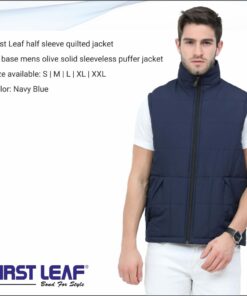 Half Sleeve Quilted Jacket Men Blue