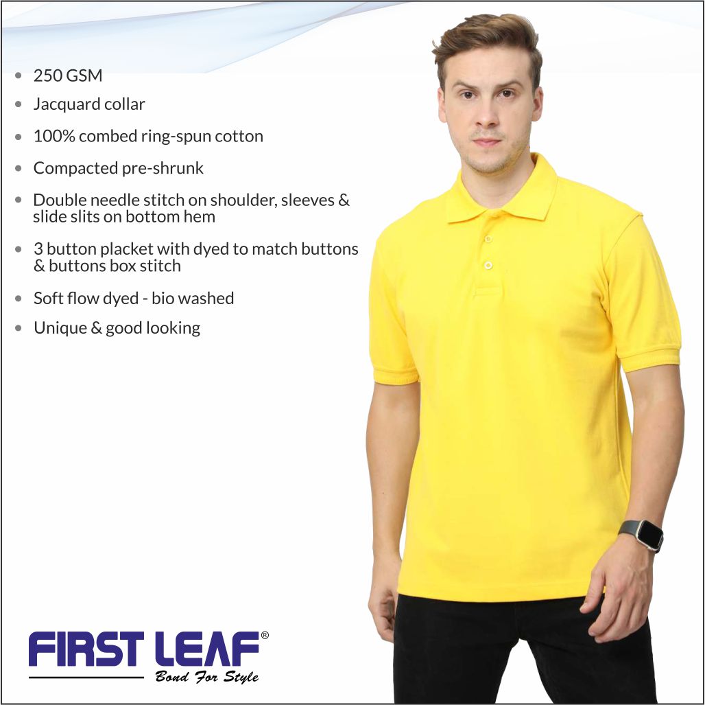 Yellow Tshirt With Jaquard Collar Men – Newgenn India