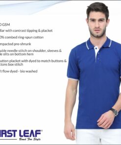 First Leaf Collar Tshirt With Tipping - For Men