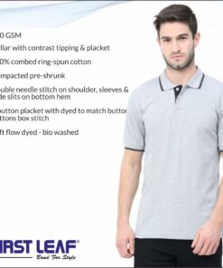First Leaf Collar Tshirt With Tipping - For Men
