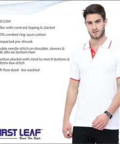 First Leaf Collar Tshirt With Tipping - For Men