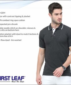 First Leaf Collar Tshirt With Tipping - For Men