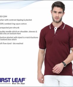 First Leaf Collar Tshirt With Tipping - For Men