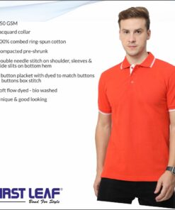 First Leaf Collar Tshirt With Tipping - For Men
