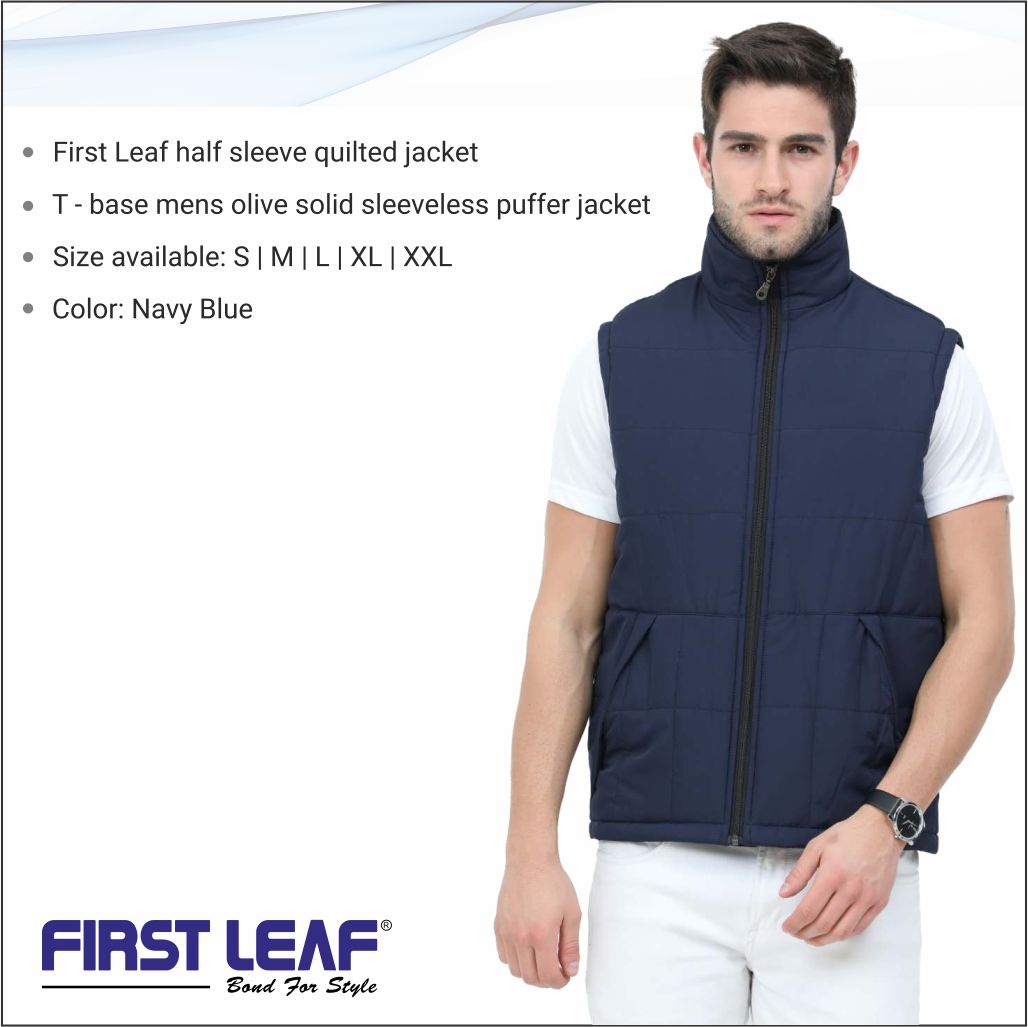 Half Sleeve Quilted Jacket Men Blue Newgenn India
