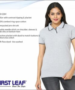 First Leaf Collar Tshirt -With Tipping For Ladies