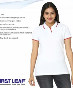 First Leaf Collar Tshirt -With Tipping For Ladies