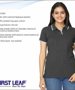 First Leaf Collar Tshirt -With Tipping For Ladies